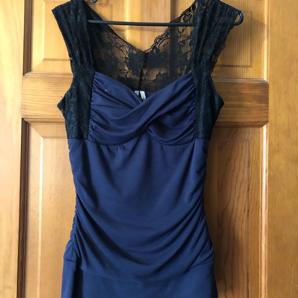 Blue and Black Lacey top